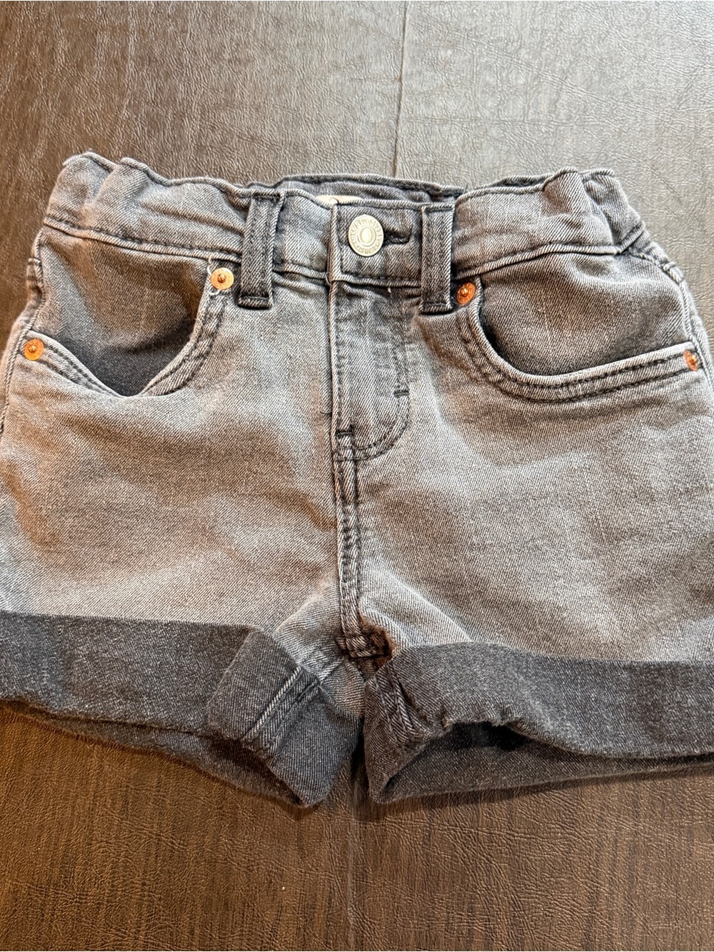 Levi's Kids Gray Washed Denim Roll-Cuff Shorts Sz 7